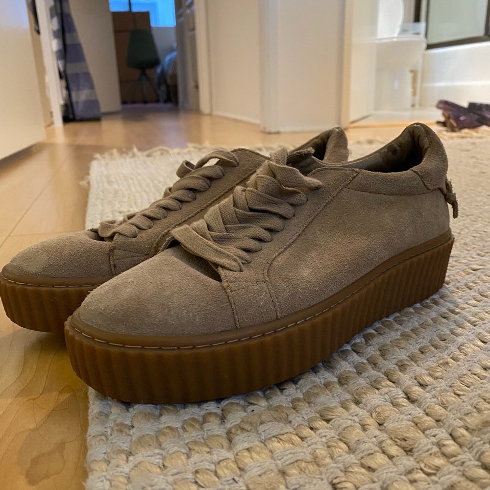 J slide platform suede sneakers